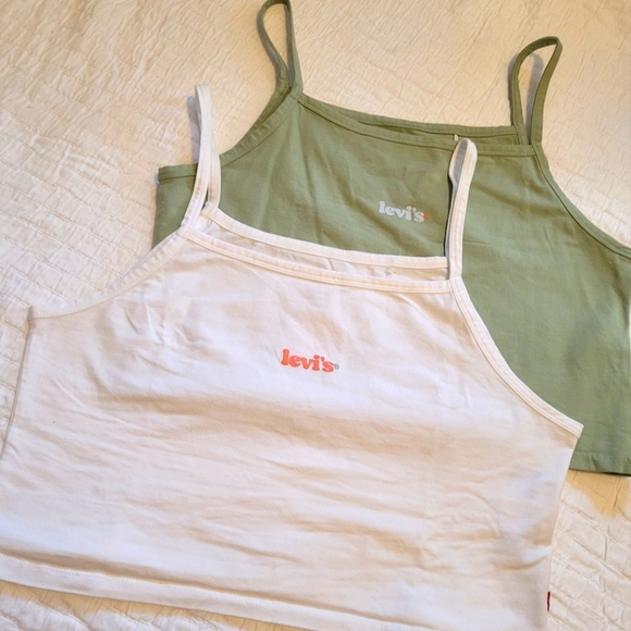 Levi's Cropped Tanks set of two in Green and White L - Picture 1 of 5